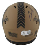 Lions Aidan Hutchinson Signed STS II Mini Helmet W/ Case w/ Black Sig BAS Wit