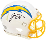 JUSTIN HERBERT AUTOGRAPHED LOS ANGELES CHARGERS WHITE SPEED MINI HELMET 220576