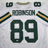 Autographed/Signed Dave Robinson HOF 13 Green Bay White Football Jersey JSA COA