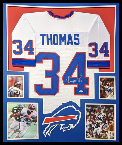 FRAMED BUFFALO BILLS THURMAN THOMAS AUTOGRAPHED SIGNED JERSEY JSA COA