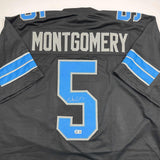 Autographed/Signed David Montgomery Detroit Black Jersey Beckett BAS COA