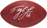 TYLER LOCKETT AUTOGRAPHED NFL LEATHER GOLD SHIELD FOOTBALL SEAHAWKS MCS 209182