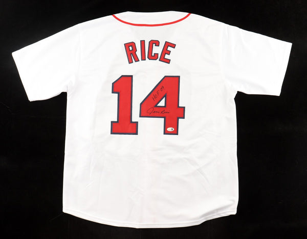 Jim Rice Signed Boston Red Sox White Jersey Inscribed HOF 09 (JSA) 1978 A.L. MVP