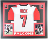 Michael Vick Signed Atlanta Falcons 35x43 Framed Jersey (Beckett) 4xPro Bowl QB