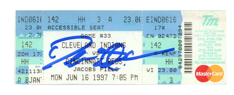 Deion Sanders Signed Cincinnati Reds 6/16/1997 @ Indians Ticket BAS 37270