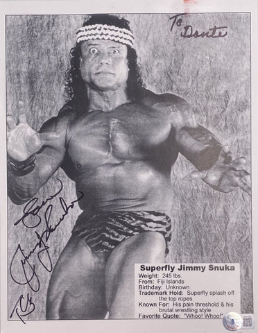 Superfly Jimmy Snuka Signed 8x10 WWF Wrestling Photo BAS BH71137