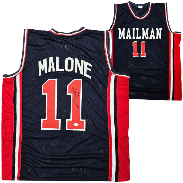 TEAM USA KARL MALONE AUTOGRAPHED SIGNED BLUE JERSEY JSA STOCK #215760