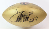 Terrell Davis autographed Gold Panel NFL Football Inscribed "HOF 17" Beckett COA