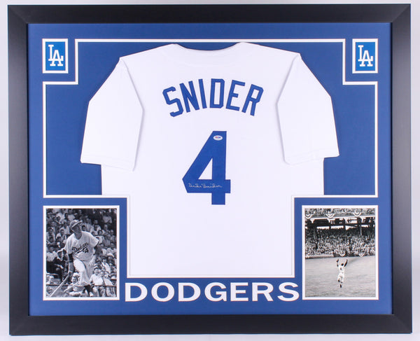 Duke Snider Signed Brooklyn Dodgers 35"x 43" Framed Jersey (PSA COA) D-2011