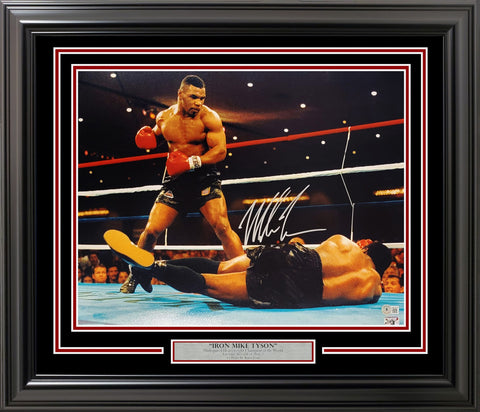 Mike Tyson Signed Framed 16x20 Photo Standing Over Beckett