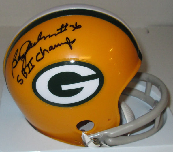 Packers BEN WILSON Signed Riddell 2 Bar Mini Helmet AUTO - w/ SB II CHAMPS