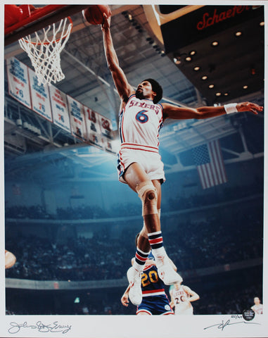Julius "Dr. J." Erving & Neal Leifer Signed 16x20 Photo LE #155/250 BAS Slabbed