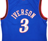 76ERS ALLEN IVERSON AUTOGRAPHED BLUE AUTHENTIC M&N 1999-00 HWC JERSEY XL BECKETT