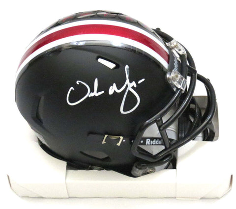Urban Meyer Signed Ohio State Black Mini Helmet Beckett Witnessed White Paint