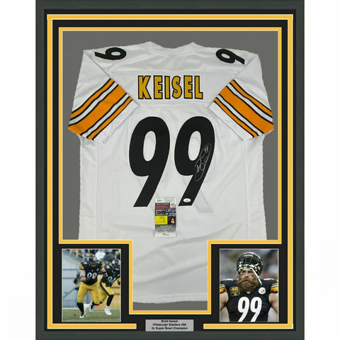 FRAMED Autographed/Signed BRETT KEISEL 33x42 Pittsburgh White Jersey JSA COA