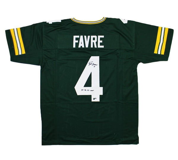 Brett Favre Signed Green Bay Custom Green Jersey With "95, 96, 97 NFL MVP" Insc