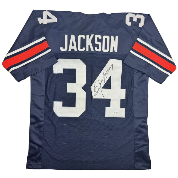 Autographed/Signed Bo Jackson Auburn Blue Football Jersey BAS COA