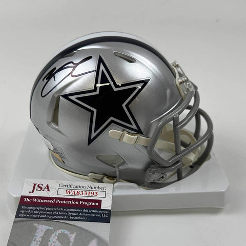 Autographed/Signed Daron Bland Dallas Cowboys Mini Football Helmet JSA COA