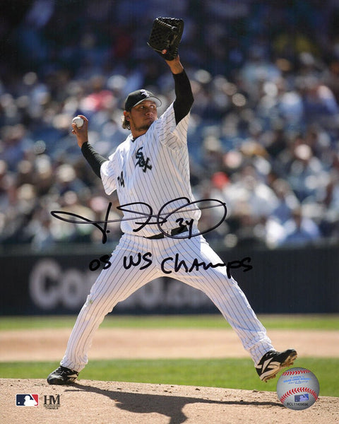 Freddy Garcia Signed White Sox Pitching 8x10 Photo w/05 WS Champs (SCHWARTZ COA)