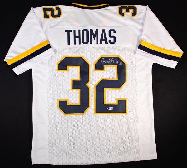 Anthony Thomas Signed Michigan Wolverines White Throwback Jersey (Beckett) R.B.