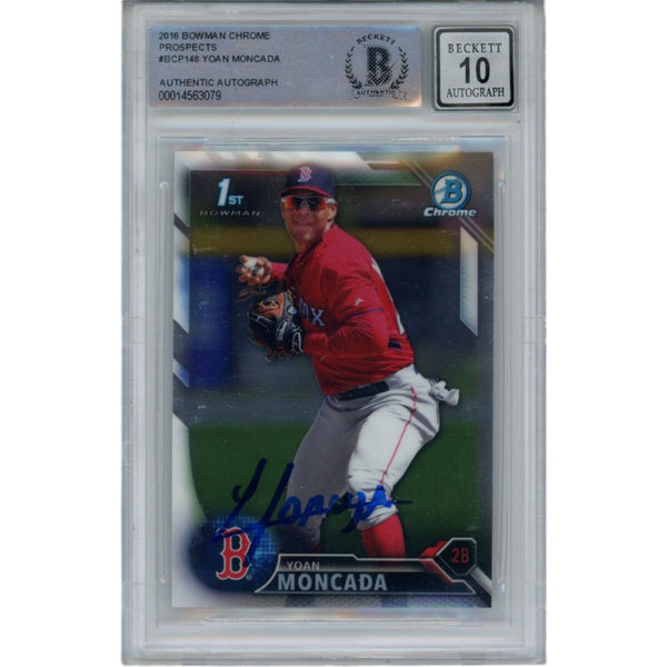 Yoan Moncada Autographed/Signed Chicago White Sox Trading Card Beckett 47005