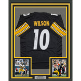 Framed Autographed Roman Wilson 35x39 Pittsburgh Black Football Jersey BAS COA
