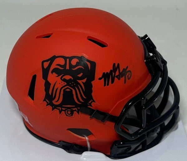 Browns Def POY MYLES GARRETT Signed Riddell RAVE Speed Mini Helmet AUTO - BAS
