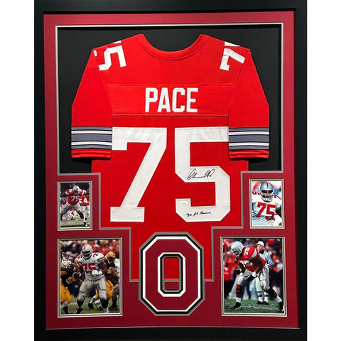 Orlando Pace Autographed Signed Framed Ohio State Jersey JSA