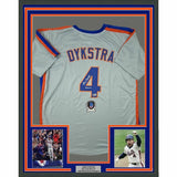 FRAMED Autographed/Signed LENNY DYKSTRA Nails 33x42 Grey Jersey Beckett BAS COA