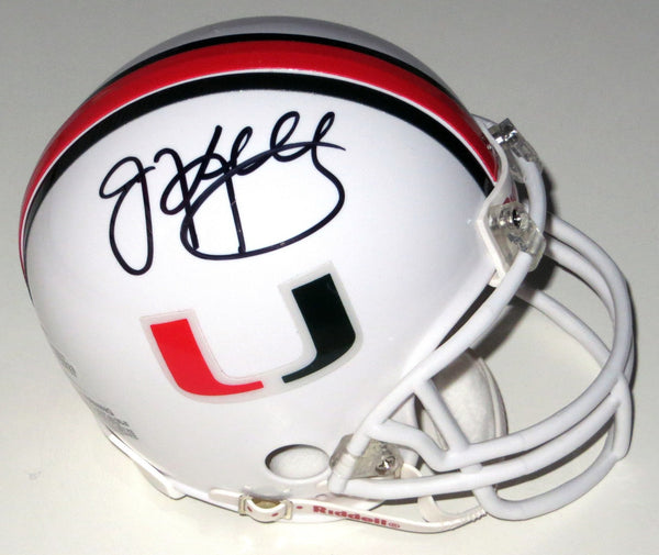 JIm Kelly Autographed University of Miami Mini Helmet Beckett Authenticated