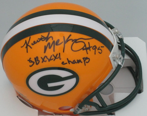 Packers KEITH McKENZIE Signed Riddell Mini Helmet AUTO w/ SB XXXI Champs