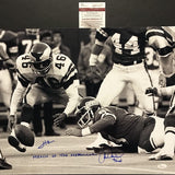 Signed HERM EDWARDS JOE PISARCIK Miracle Meadowlands 16x20 Photo JSA COA