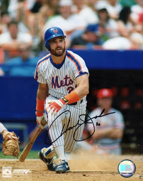 Howard Johnson Signed Mets Swinging Action 8x10 Photo - (In Black) - (SS COA)