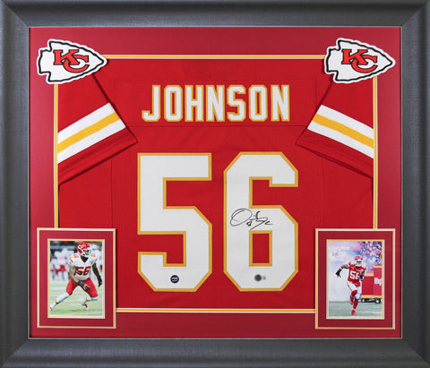 Derrick Johnson Authentic Signed Red Pro Style Framed Jersey BAS Witnessed