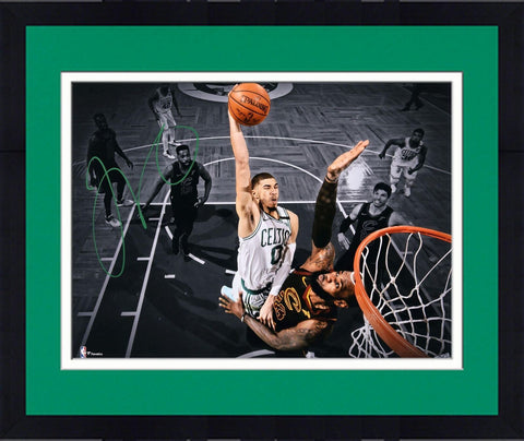 FRMD Jayson Tatum Celtics Signed 16x20 Horizontal Spotlight Dunk vs Lebron Photo