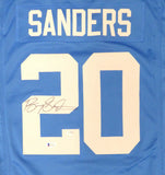 LIONS BARRY SANDERS AUTOGRAPHED SIGNED FRAMED BLUE NIKE JERSEY BECKETT 162419