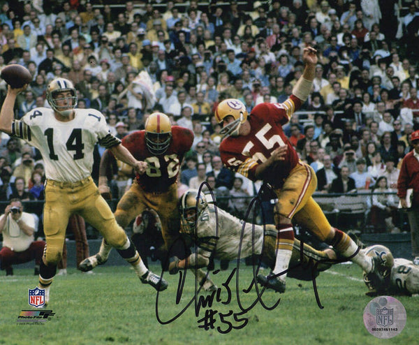 Chris Hanburger Signed Washington Action vs Saints 8x10 Photo - (SCHWARTZ COA)