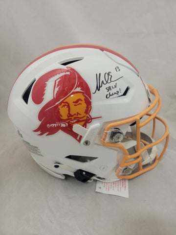 MIKE EVANS "SB CHAMPS" SIGNED TB BUCCANEERS THROWBACK SPEEDFLEX HELMET BECKETT