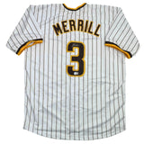 Autographed/Signed Jackson Merrill San Diego Pinstripe Jersey BAS COA