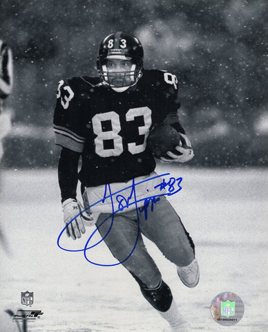 Louis Lipps Signed Steelers B&W Black Jersey Action 8x10 Photo - (SCHWARTZ COA)