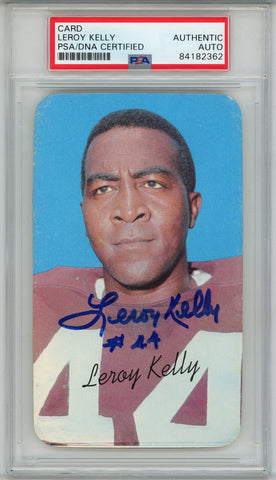 Leroy Kelly Autographed 1970 Topps Super #8 Trading Card PSA Slab 43824