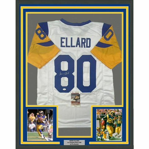 FRAMED Autographed/Signed HENRY ELLARD 33x42 Los Angeles White Jersey JSA COA