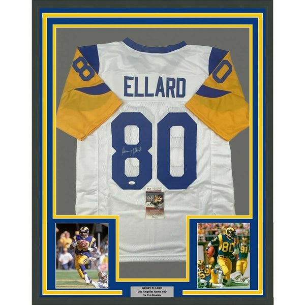 FRAMED Autographed/Signed HENRY ELLARD 33x42 Los Angeles White Jersey JSA COA