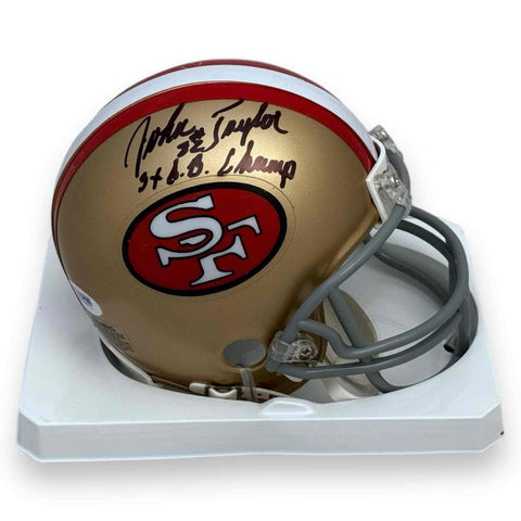 John Taylor Autographed Signed 49ers Mini Helmet with 3x SB Champs - PSA