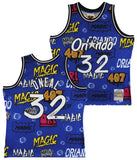 Magic Shaquille O'Neal Signed Alt Blue M&N 1994-95 HWC Swingman Jersey BAS Wit