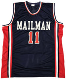 TEAM USA KARL MALONE AUTOGRAPHED SIGNED BLUE JERSEY JSA STOCK #215761