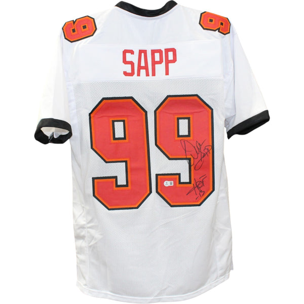 Warren Sapp Autographed/Signed Pro Style Jersey XL White Beckett Witness 50186
