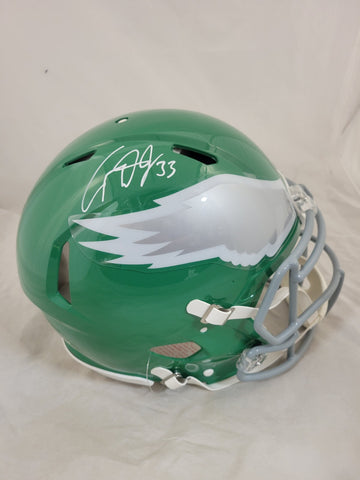 COOPER DEJEAN SIGNED EAGLES KELLY GREEN SPEED AUTHENTIC HELMET FANATICS
