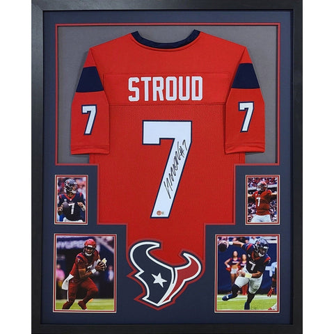 C.J. Stroud Autographed Signed Framed Red Houston Texans CJ Jersey BECKETT
