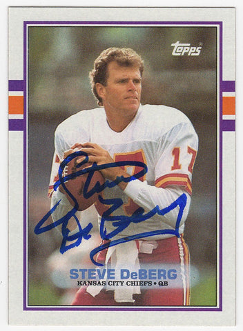 Steve Deberg Signed Kansas City Chiefs 1989 Topps Football Card #349 - (SS COA)